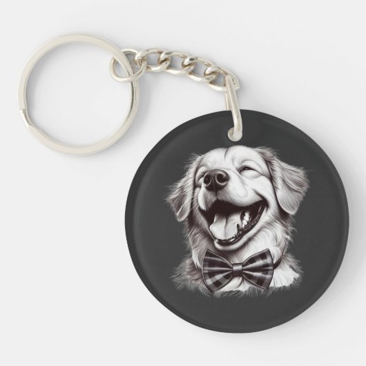 Hund mit Krawatte Schlüsselanhänger (Vorderseite)