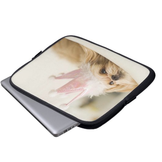 Hund mit Krone Laptopschutzhülle (Vorne Knopf)