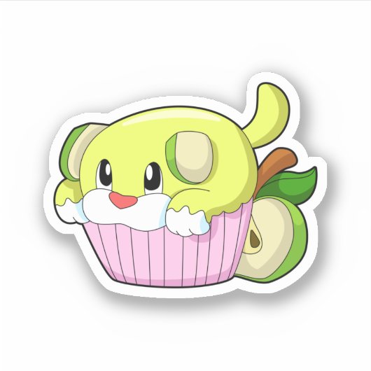 Hund mit Kuchen Aufkleber (Vorderseite)