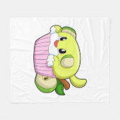 Hund mit Kuchen Fleecedecke (Vorderseite (Horizontal))