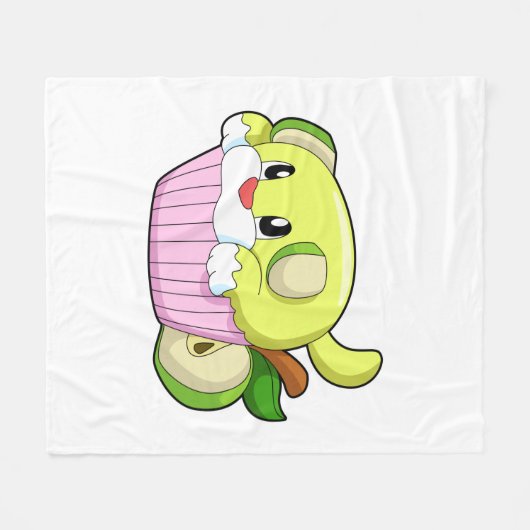 Hund mit Kuchen Fleecedecke (Vorderseite (Horizontal))