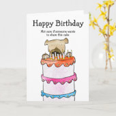 Hund mit Kuchen Geburtstagskarte Karte (Gelbe Blume)