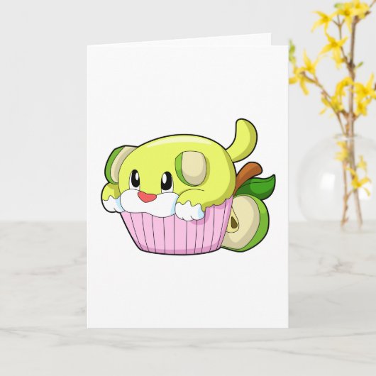 Hund mit Kuchen Karte (Gelbe Blume)