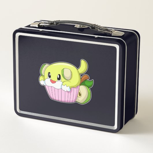 Hund mit Kuchen Metall Brotdose (Rückseite)