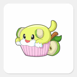 Hund mit Kuchen Quadratischer Aufkleber