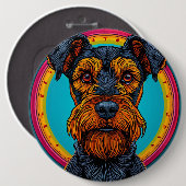 Hund mit lebendigem, kreisförmigem Hintergrund Button (Vorne & Hinten)