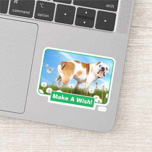 Hund mit Löwenzahn Aufkleber (Detail)