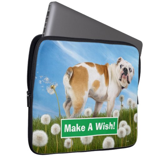 Hund mit Löwenzahn Laptopschutzhülle (Vorne Rechts)