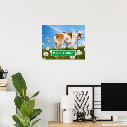 Hund mit Löwenzahn Poster (Heimbüro)