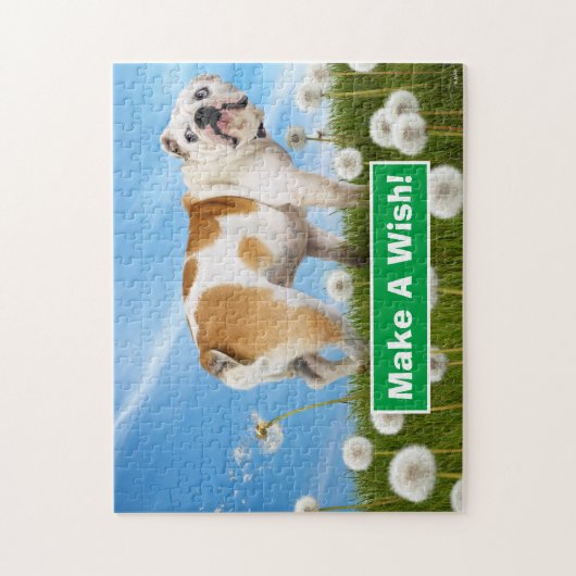 Hund mit Löwenzahn Puzzle (Vertikal)