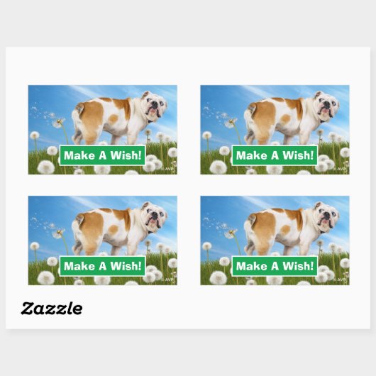 Hund mit Löwenzahn Rechteckiger Aufkleber (Blatt)