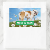 Hund mit Löwenzahn Rechteckiger Aufkleber (Tasche)