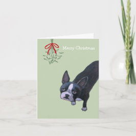 Hund mit Mistelzweig Feiertagskarte