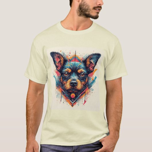 Hund mit modernem abstraktem Design T-Shirt (Vorderseite)