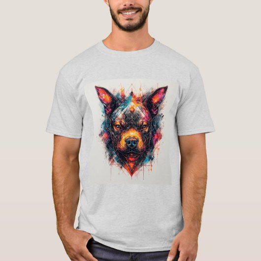 Hund mit modernem abstraktem Design T-Shirt (Vorderseite)
