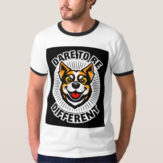 Hund mit Motivierend Text "Dare to Be Different" T-Shirt (Vorderseite)