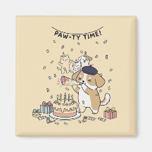Hund mit Partyhorn Süße Kawaii-Himdeko-Kunst