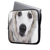 Hund mit Pelzmantel, Studio-Shot Laptopschutzhülle (Vorderseite Links)