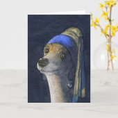 Hund mit Perlenohrring Karte (Gelbe Blume)