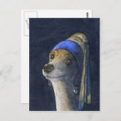 Hund mit Perlenohrring Postkarte (Vorne/Hinten)
