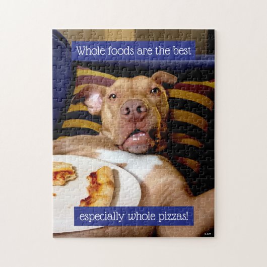 Hund mit Pizza Puzzle (Vertikal)