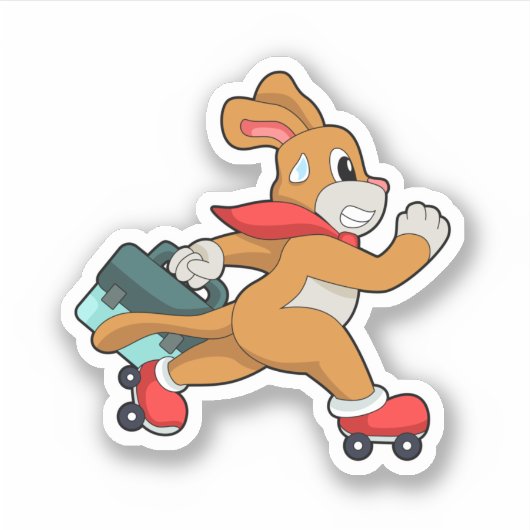 Hund mit Roller-Skaten Aufkleber (Vorderseite)