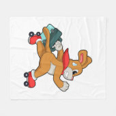 Hund mit Roller-Skaten Fleecedecke (Vorderseite (Horizontal))