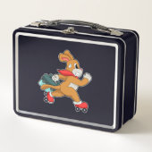 Hund mit Roller-Skaten Metall Brotdose (Vorderseite)