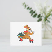 Hund mit Roller-Skaten Postkarte (Stehend Vorderseite)