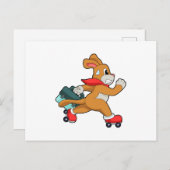 Hund mit Roller-Skaten Postkarte (Vorne/Hinten)