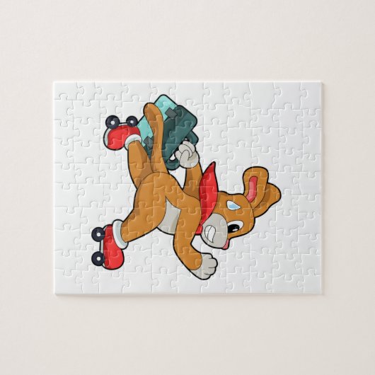 Hund mit Roller-Skaten Puzzle (Horizontal)