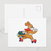 Hund mit Rollschuhen Postkarte (Vorne/Hinten)