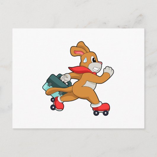Hund mit Rollschuhen Postkarte (Vorderseite)
