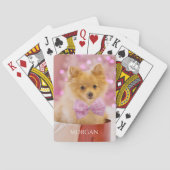 Hund mit rosa Fliege oder Ihrem Foto, Namen Spielkarten (Rückseite)