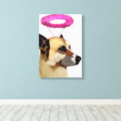Hund mit rosa Halo Leinwanddruck (Insitu (Holzboden))