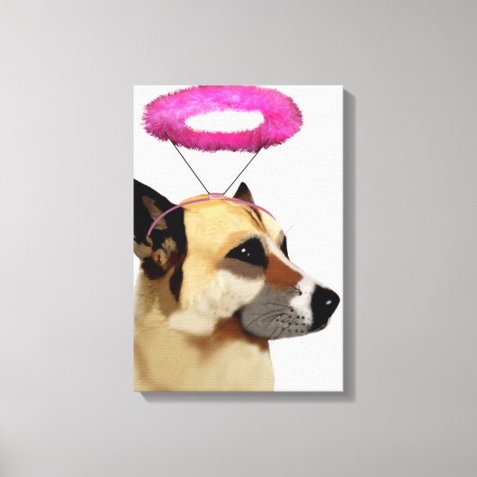 Hund mit rosa Halo Leinwanddruck (Vorderseite)