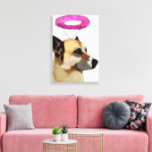 Hund mit rosa Halo Leinwanddruck (Insitu (Wohnzimmer))