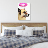 Hund mit rosa Halo Leinwanddruck (Insitu (Schlafzimmer))