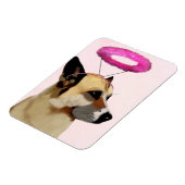 Hund mit rosa Halo Magnet (Linke Seite)