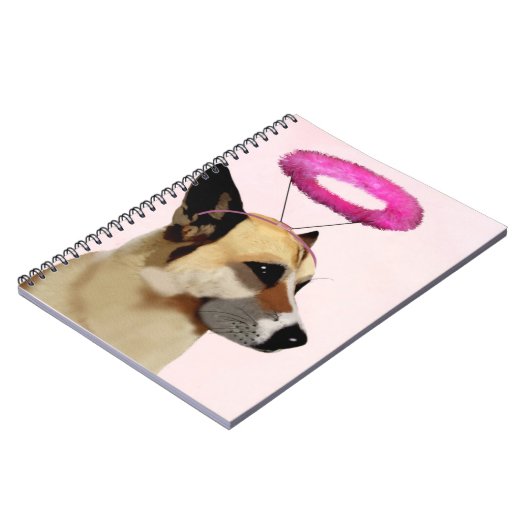 Hund mit rosa Halo Notizblock (Linke Seite)