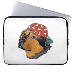 Hund mit roter Verschlusskappe Laptopschutzhülle
