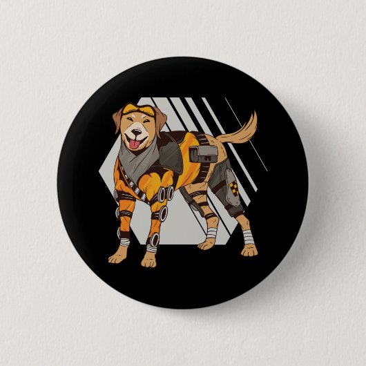 Hund mit Rüstung, Roboter Hund, Cyborg Hund Button (Vorderseite)