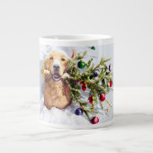 Hund mit Schnee Jumbo-Tasse (Vorderseite)