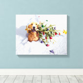 Hund mit Schnee Leinwanddruck (Insitu (Holzboden))