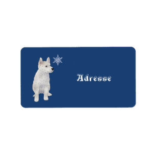 Hund mit Schneeflocke Adressaufkleber