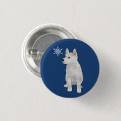 Hund mit Schneeflocke Button (Vorne & Hinten)