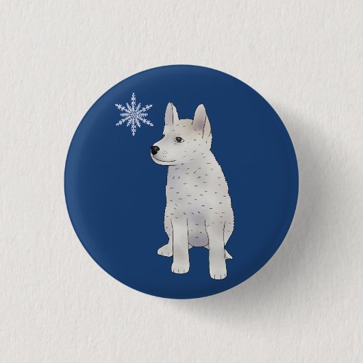 Hund mit Schneeflocke Button (Vorderseite)