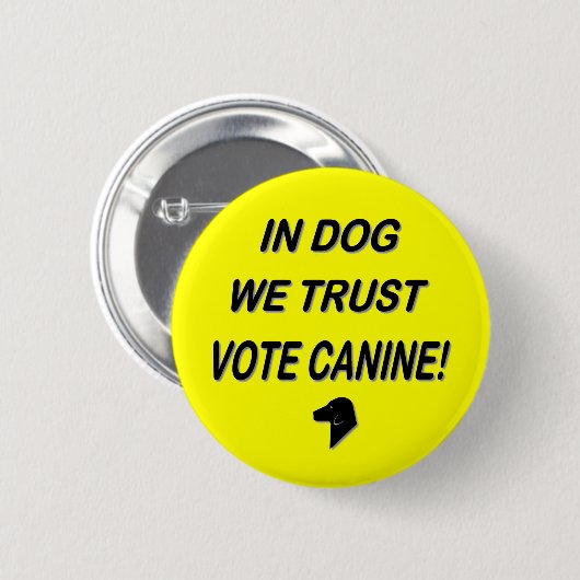 Hund mit schwarzem Text abstimmen Button (Vorne & Hinten)