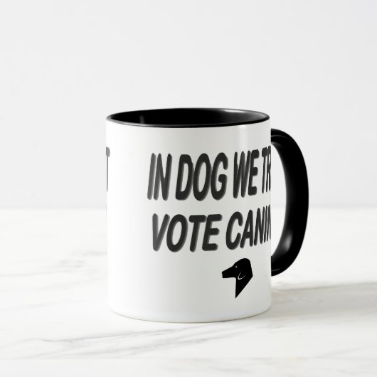Hund mit schwarzem Text abstimmen Tasse (VorderseiteRechts)