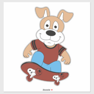 Hund mit Skateboard Custom Cut Vinyl Sticker